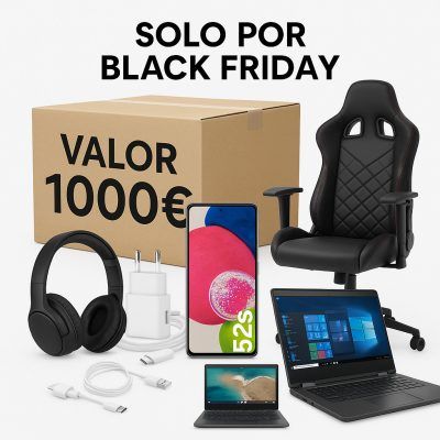 MEGA CAJA INCLUYE (PORTATIL TÁCTIL, MÓVIL, AURICULARES,SILLA, OBJETOS SORPRESA, CHROMEBOOK)
