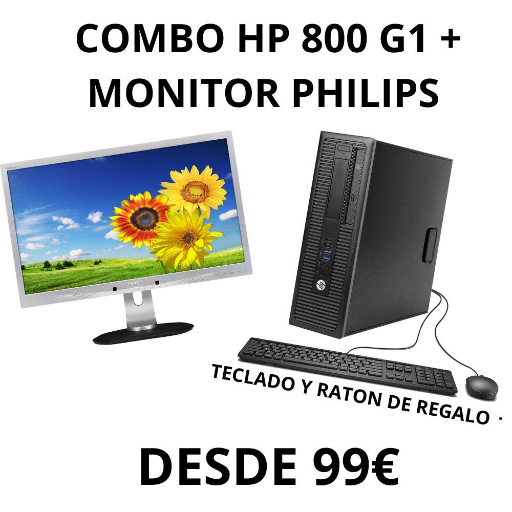 Combo HP 800 G1 / HP 8300 + Monitor Philips 23” | Reacondicionado con Windows 11 Pro - Imagen 3