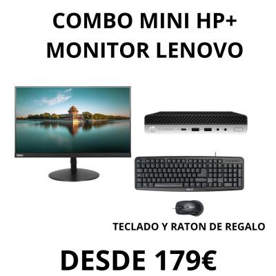 COMBO Mini PC HP 800 G3 + Monitor LENOVO"|TECLADO Y RATÓN| WIN 11 PRO | Reacondicionado