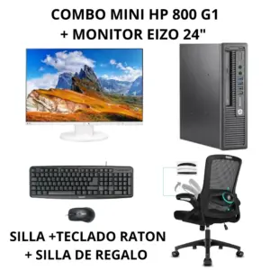 Combo HP EliteDesk 800 G1 + Monitor EIZO + Silla+Webcam+Teclado y ratón | Pack Completo Oficina por 199€