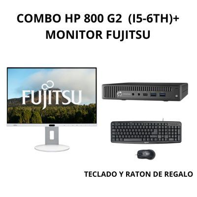 Combo HP 800 G2 + Monitor Fujitsu | Reacondicionado con Windows 11 Pro