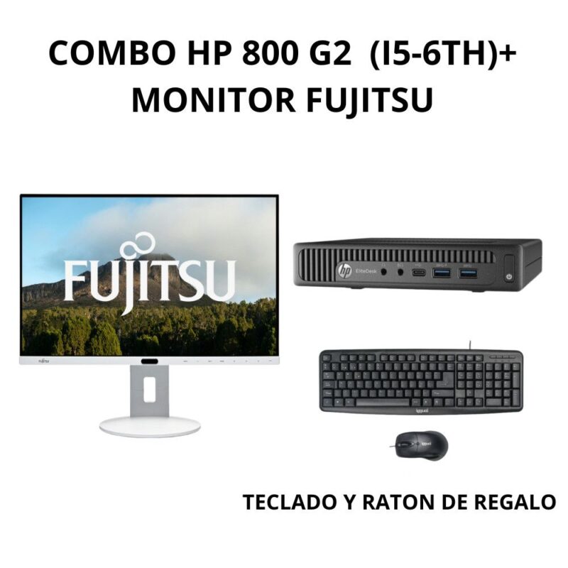 Pack de ordenador HP Prodesk 400 G2 reacondicionado con monitor Fujitsu y Windows 11 Pro