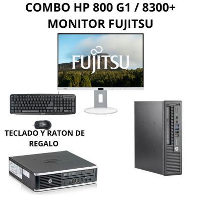 Combo HP 8300 + Monitor Fujitsu 24" | TECLADO Y RATON DE REGALO |Reacondicionado con Windows 11 Pro