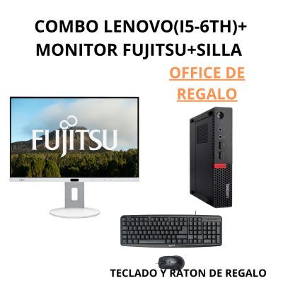 COMBO Mini Lenovo (I5-6th)  + Monitor FUJITSU SILLA "|TECLADO Y RATÓN| WIN 11 PRO | Reacondicionado | OFFICE DE REGALO