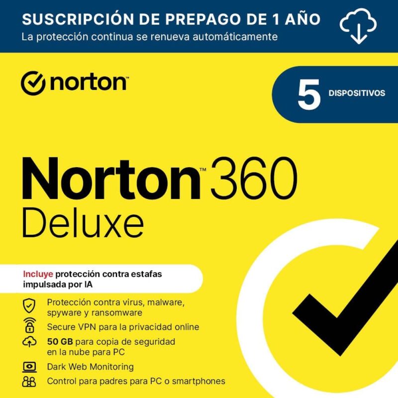 Norton 360 Deluxe 2025 |Antivirus 5 Dispositivos|1 año