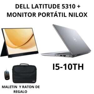 Dell Latitude 5310 Reacondicionado | i5-10ª Gen | 13.3" Táctil | Win 11 Pro | Portátil Ligero + Monitor Nilox NXMP15FHD601 15,6" + maletin y raton de regalo