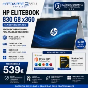 HP EliteBook x360 830 G8 Intel Core i7 de 11ª generación
