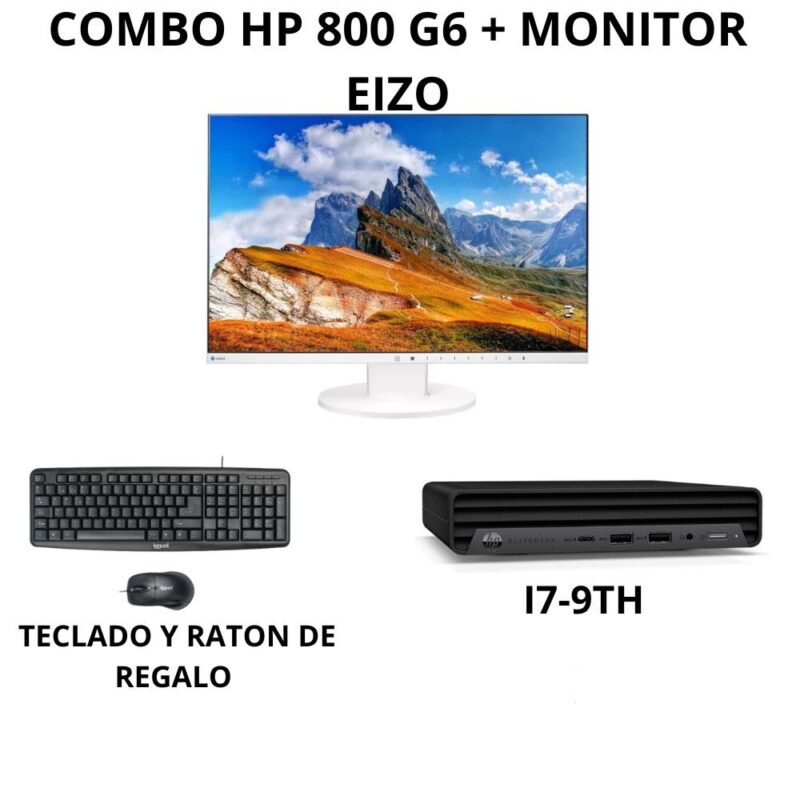 Combo HP 800 G5 (I7-9TH) + Monitor EIZO 24" |TECLADO Y RATON DE REGALO| Reacondicionado | Windows 11 Pro