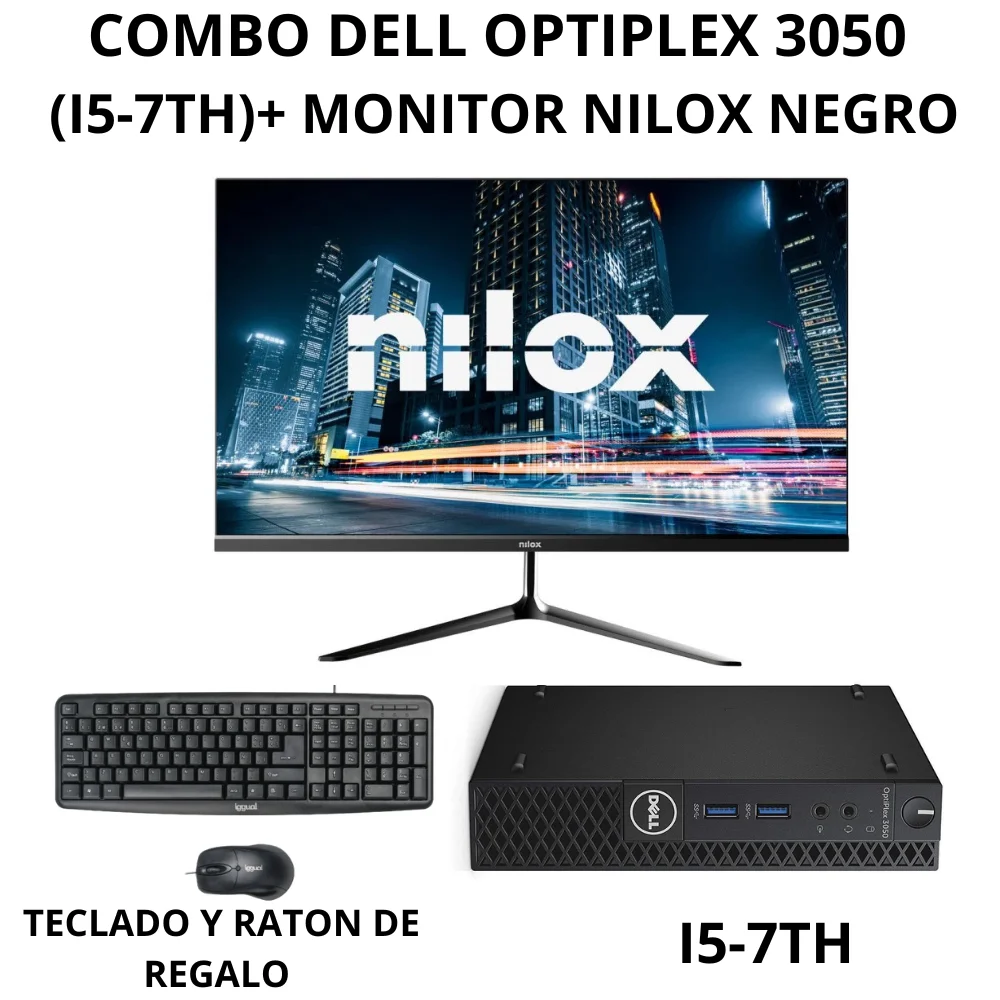 Dell OptiPlex 3050 Mini i5 + Monitor 24" Nilox negro | PC Completo Reacondicionado