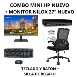 Combo HP 800 G6 Mini PC i5-10TH + Monitor Nilox 27" Nuevo | Pack Completo Oficina con 3 Años de Garantía