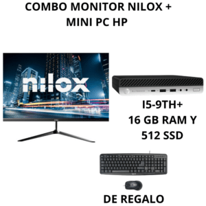 Combo HP 800 G5 Mini PC i5-9TH| 16GB RAM Y 512 SSD | Monitor Nilox 24" + Teclado y Ratón